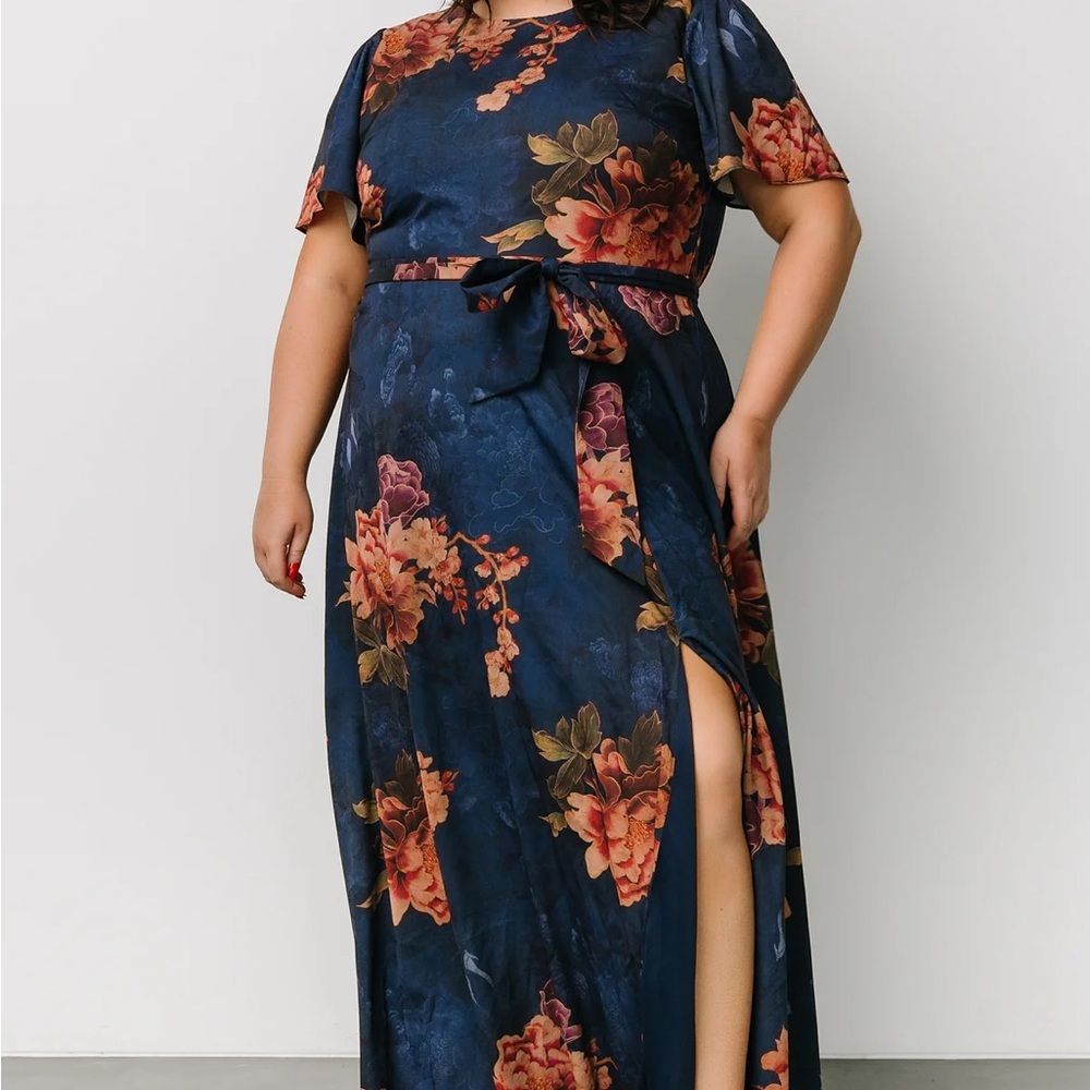 Baltic Born Navy and Orange Floral Maxi Dress